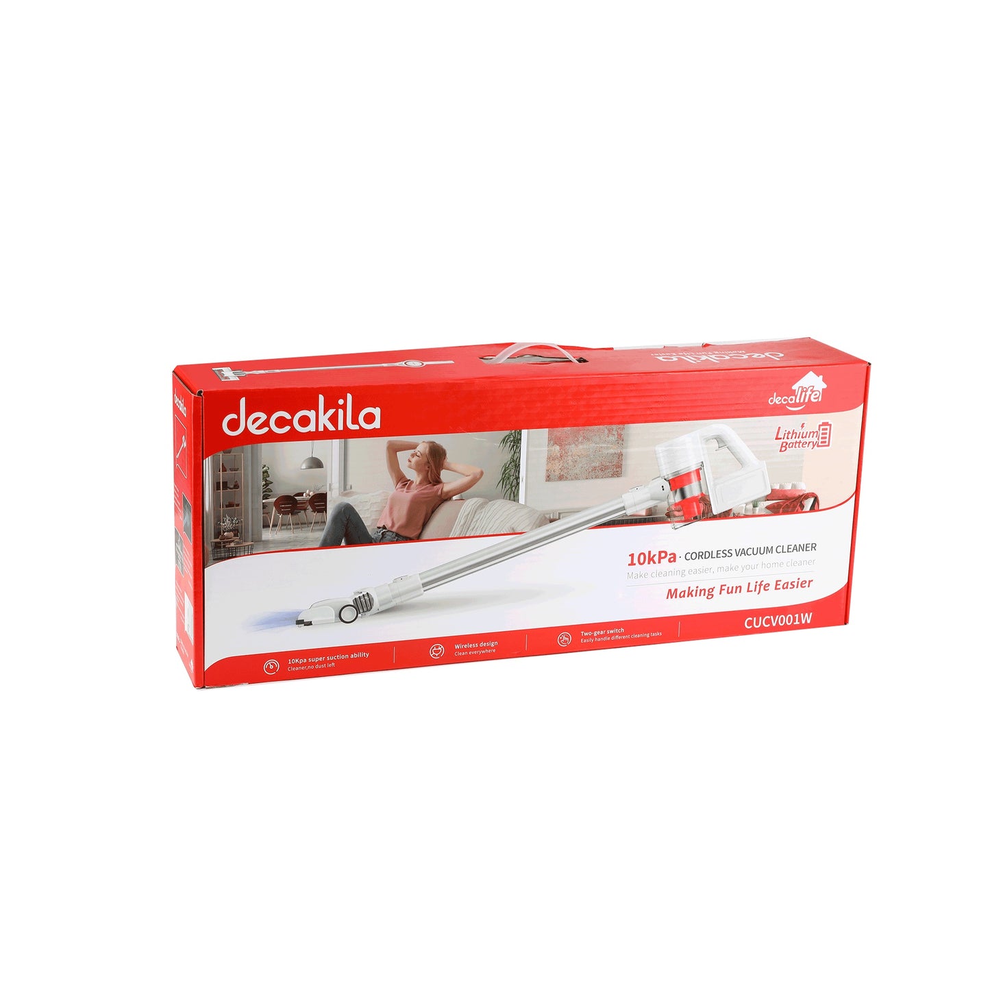 Aspirateur Balai sans Fil DECAKILA 10000pa 140W avec Filtre HEPA, 40 Minutes Autonomie, 0.8 Litre, Aspirateur sans Fil Puissant pour Les Tapis, Sols Durs et Poils d'animaux, Blanc