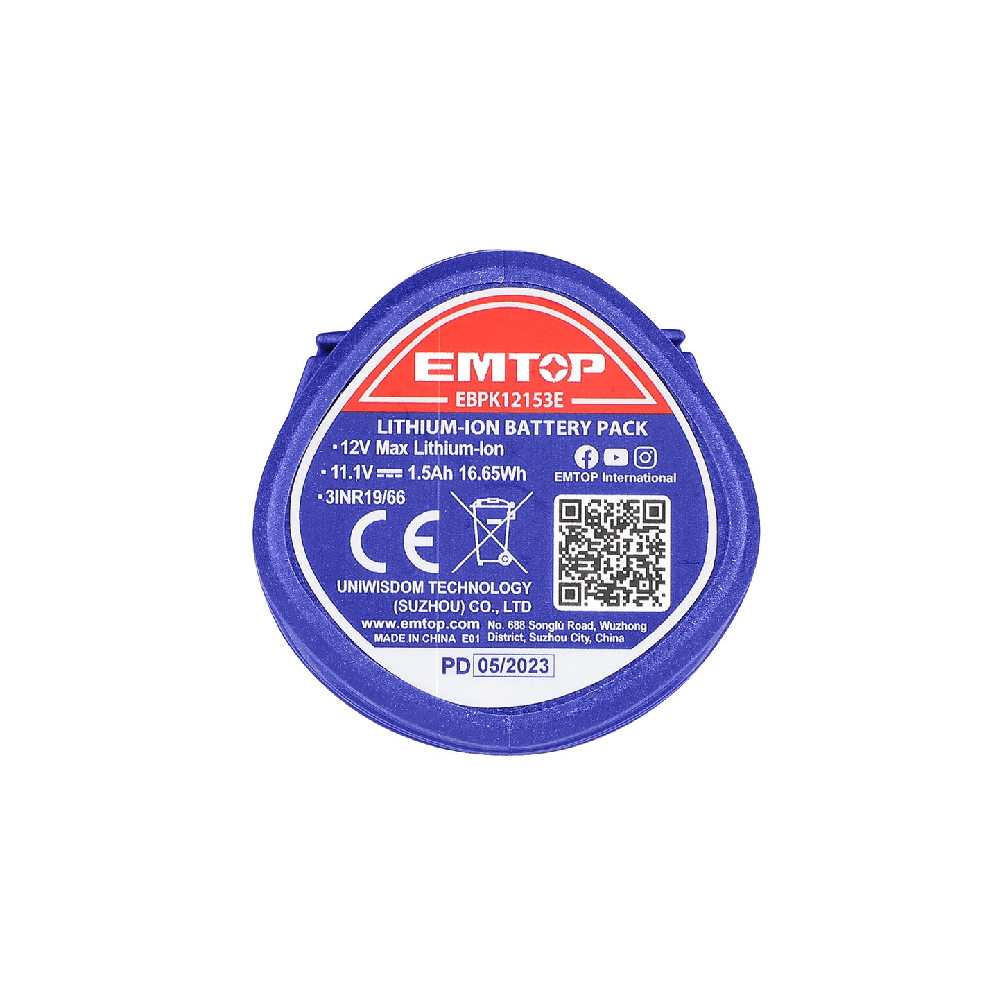 Batterie Lithium-Ion 12V EMTOP 1.5Ah Compatible avec tous les outils EMTOP S12