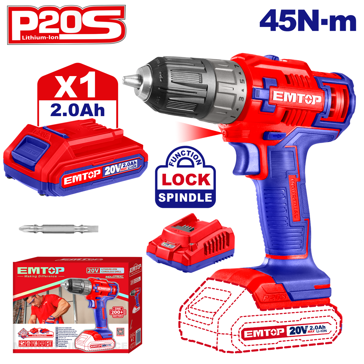 Perceuse-visseuse sans fil Lithium-Ion ECDL6200118