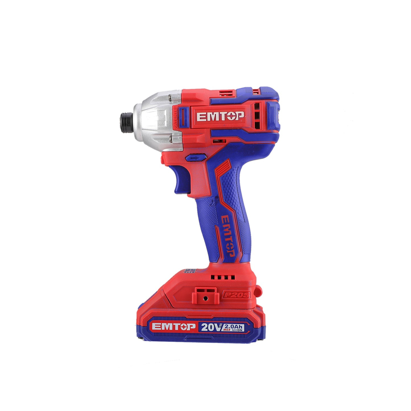 Visseuse à chocs sans fil EMTOP 20V moteur brushless avec 1 chargeur + 2 Batteries Lithium-ion 2.0Ah 170Nm avec 2 embouts de tournevis 3 pièces de réglage d'écrous et sac de transport
