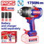 Boulonneuse à chocs compacte 1750Nm sans fil 20V EMTOP – Brushless, Carré 3/4", avec 3 Douilles, Batterie et chargeur vendus séparément