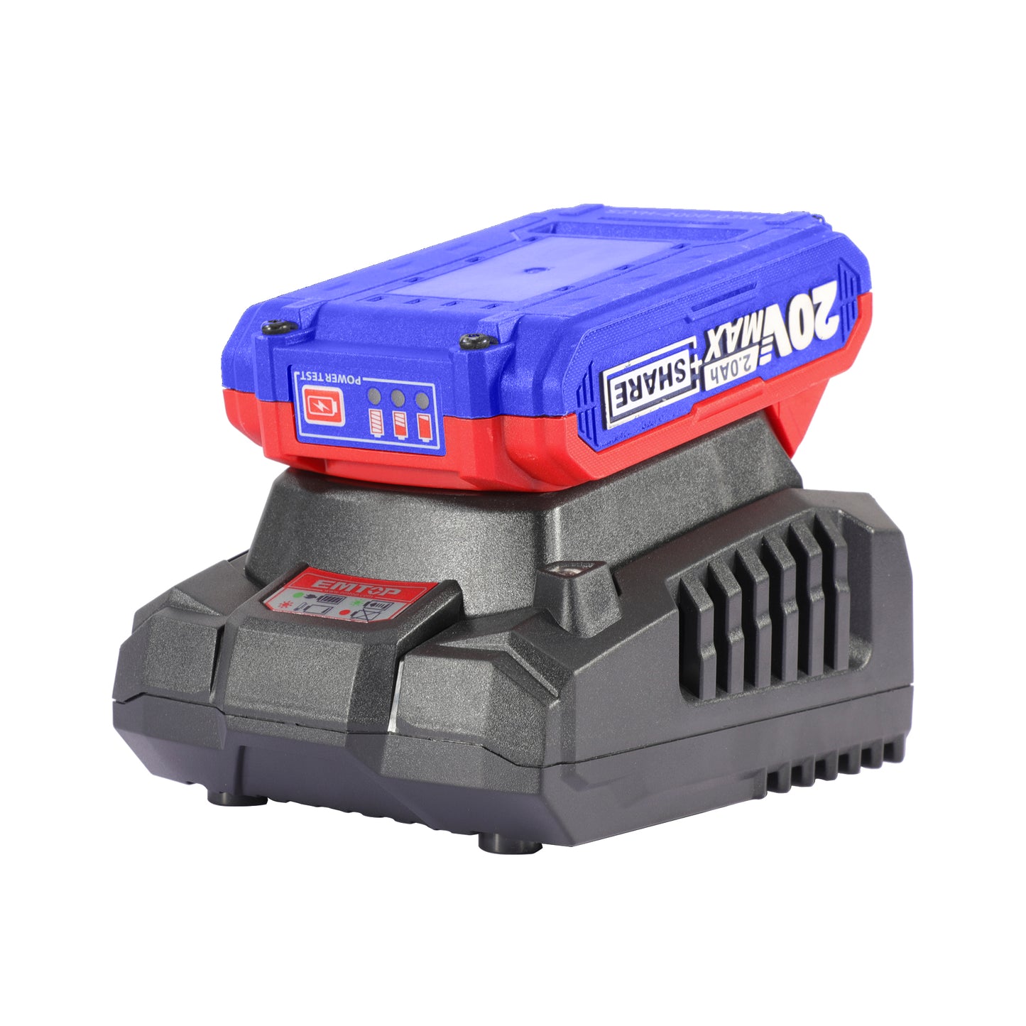 Chargeur de batterie Lithium-Ion EMTOP 20V de Puissance 2.0Ah compatible avec tous les batteries P20S EMTOP