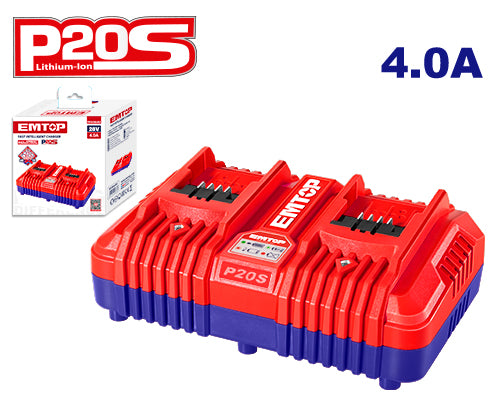 Double chargeur simultané lithium sans fil 21 V Twincharger 2 ports 4,0 Ah compatible avec tous les appareils EMTOP P20S
