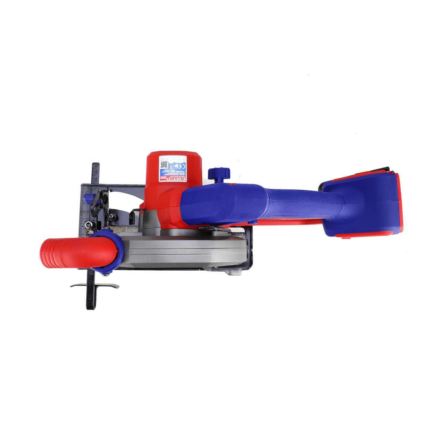 Scie circulaire sans fil EMTOP 20V Lithium-ion moteur brushless avec 1 batterie 4,0 Ah et 1 chargeur 6300RPM 140mm Profondeur de coupe 50mm (90º) 33mm (45º)