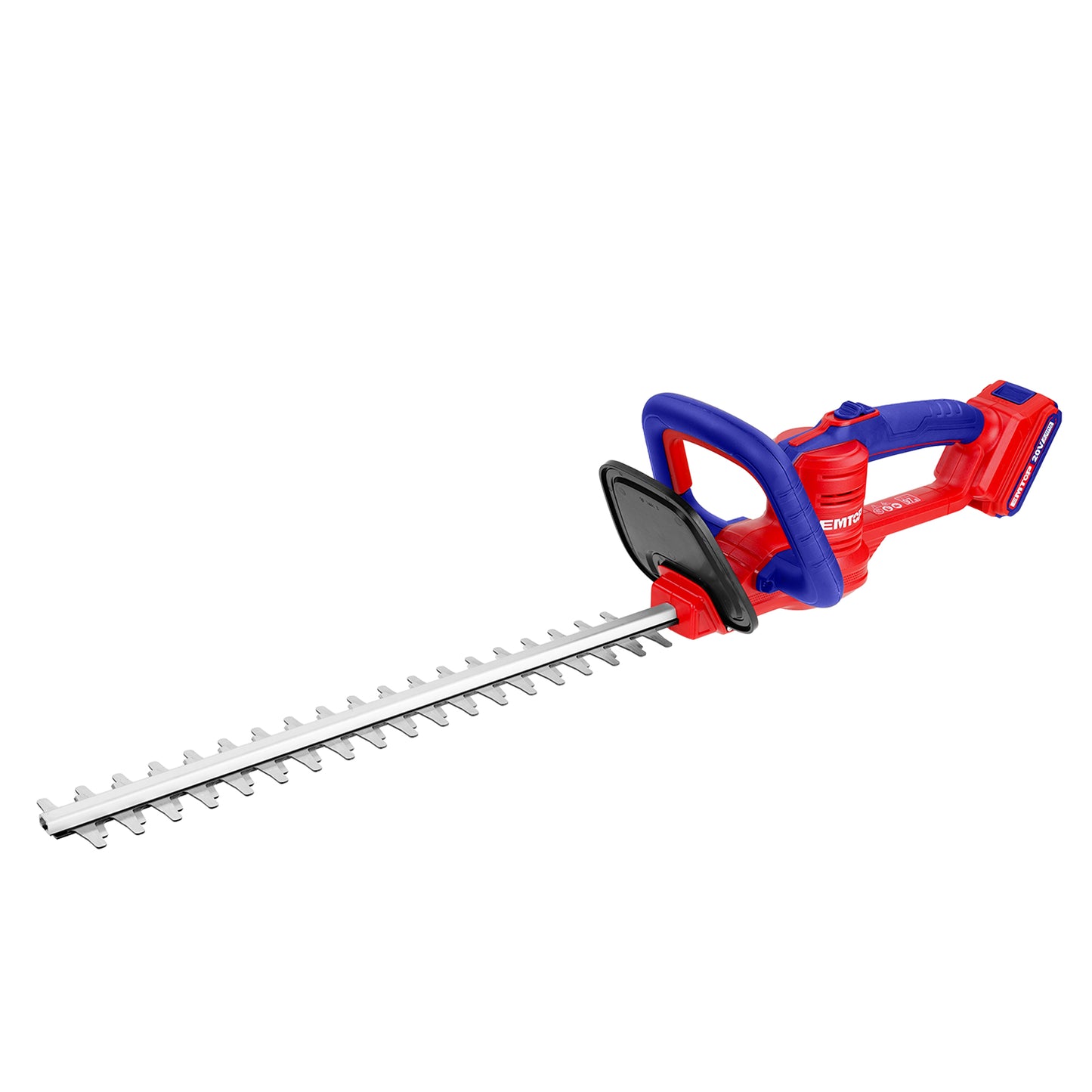 Taille-Haie à batterie EMTOP 20V avec 1 chargeur + 1 batterie lithium-ion 2.0Ah + Gant picots PVC Longueur de Lame 460 mm Diamètre de Coupe 16 mm