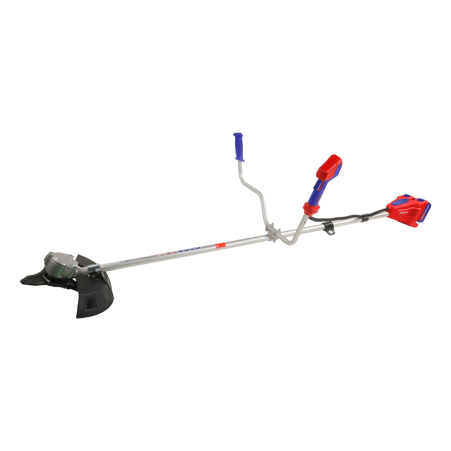 Coupe-bordure et débroussailleuse à batterie EMTOP 40V brushless avec 1 chargeur double port + 2 batteries lithium-ion 4.0Ah Gant picots PVC Lunettes de sécurité 1 lame 3T 1 Ligne de Bobine 1 bandoulière