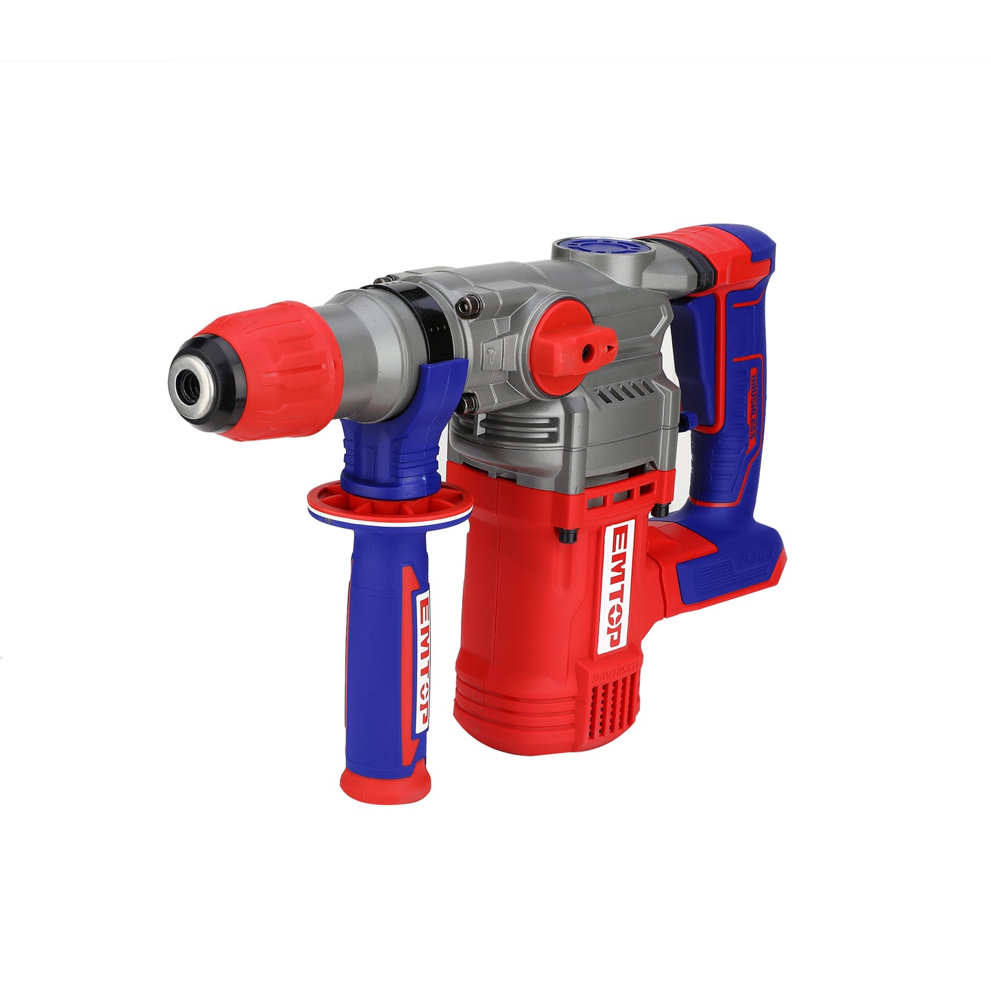 Marteau perforateur Burineur sans fil EMTOP 20V Moteur brushless avec 3 forets et 1 ciseau Rotatif 28 mm 4.5J SDS-Plus Batterie et chargeur vendus séparément Perceuse, visseuse, perforateur, burineur, marteau-piqueur