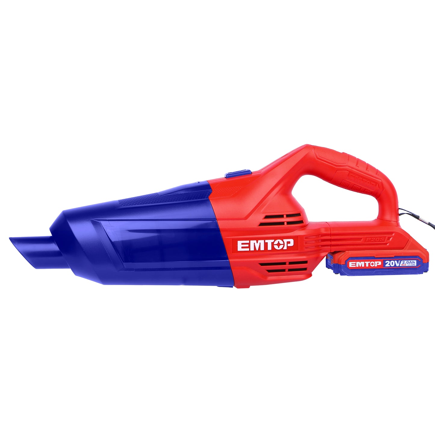 Aspirateur portable sans fil EMTOP 20V batterie et chargeur vendus séparément 7KPa Vpower Bac à poussière de 0,7L avec 3 buses et 3 tubes d'extension