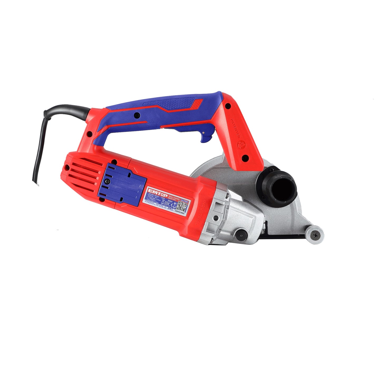 Rainureuse à béton chasseur de murs filaire 1500W EMTOP avec 1 ciseau 1 poignée auxiliaire 1 jeu de balais de charbon 4 disques à tronçonner 1 ensemble de balais de charbon