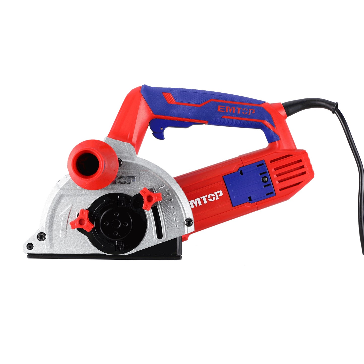 Rainureuse à béton chasseur de murs filaire 1500W EMTOP avec 1 ciseau 1 poignée auxiliaire 1 jeu de balais de charbon 4 disques à tronçonner 1 ensemble de balais de charbon