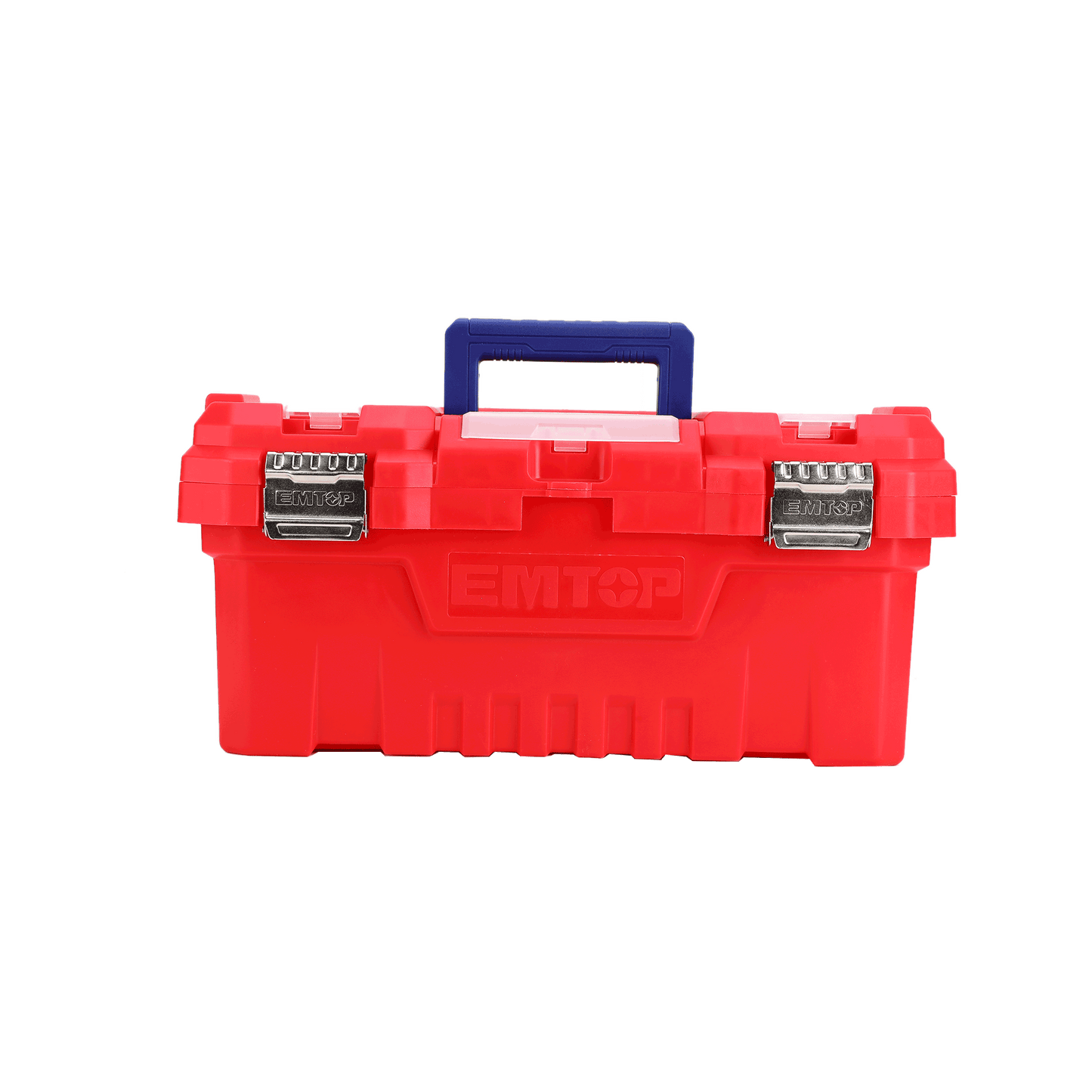 Boîte à outils en plastique EMTOP 14" Charge maximale 10Kg Boucle en métal Poignée haute résistance Couvercle supérieur avec trois zones de rangement Contient 1 plateau en plastique