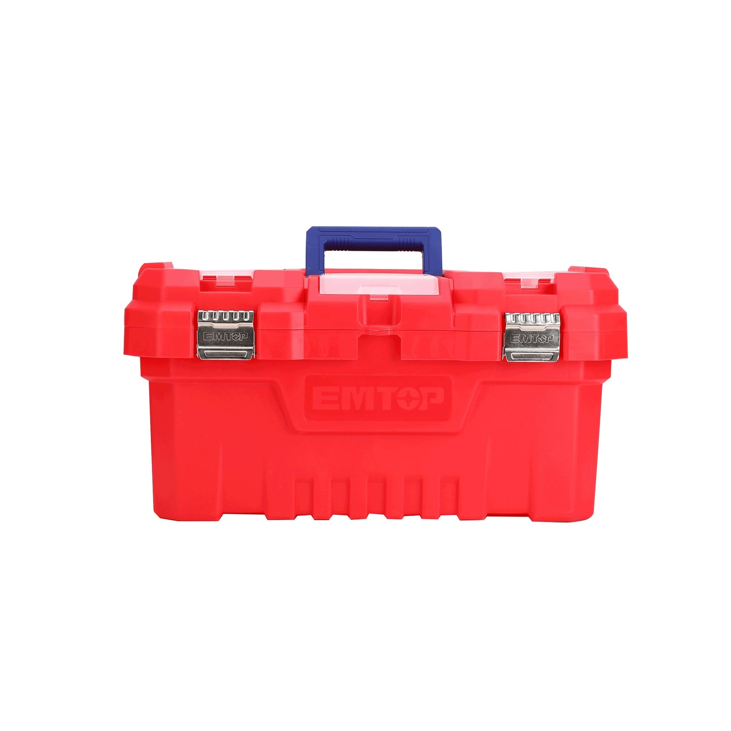 Boîte à outils en plastique EMTOP 20" Charge maximale 20Kg Boucle en métal Poignée haute résistance Couvercle supérieur avec trois zones de rangement Contient 1 plateau en plastique