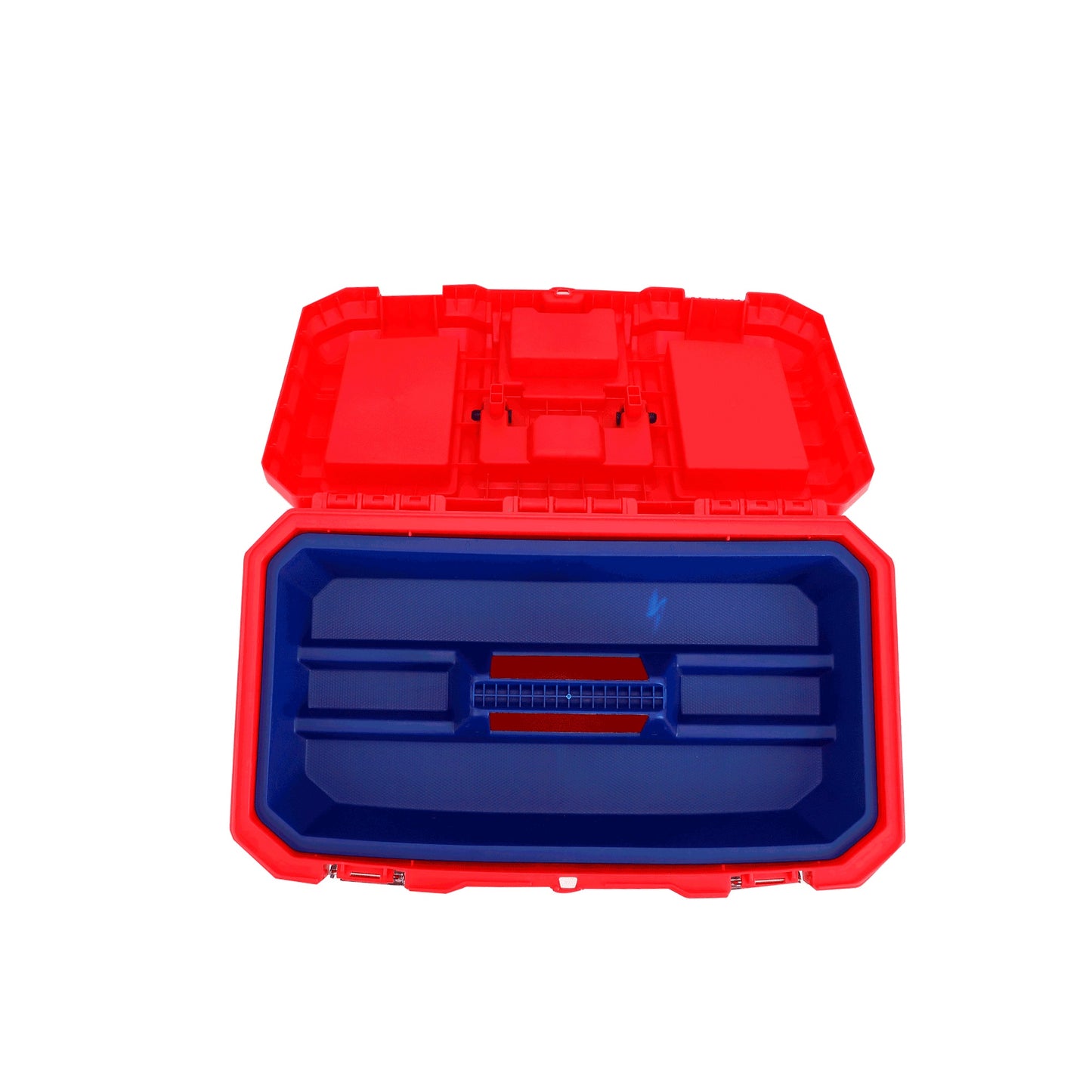 Ensemble de 3 boîtes à outils en plastique EMTOP 14" + 17" + 20" Boucle en métal Poignée haute résistance Couvercle supérieur avec trois zones de rangement Contient 1 plateau en plastique