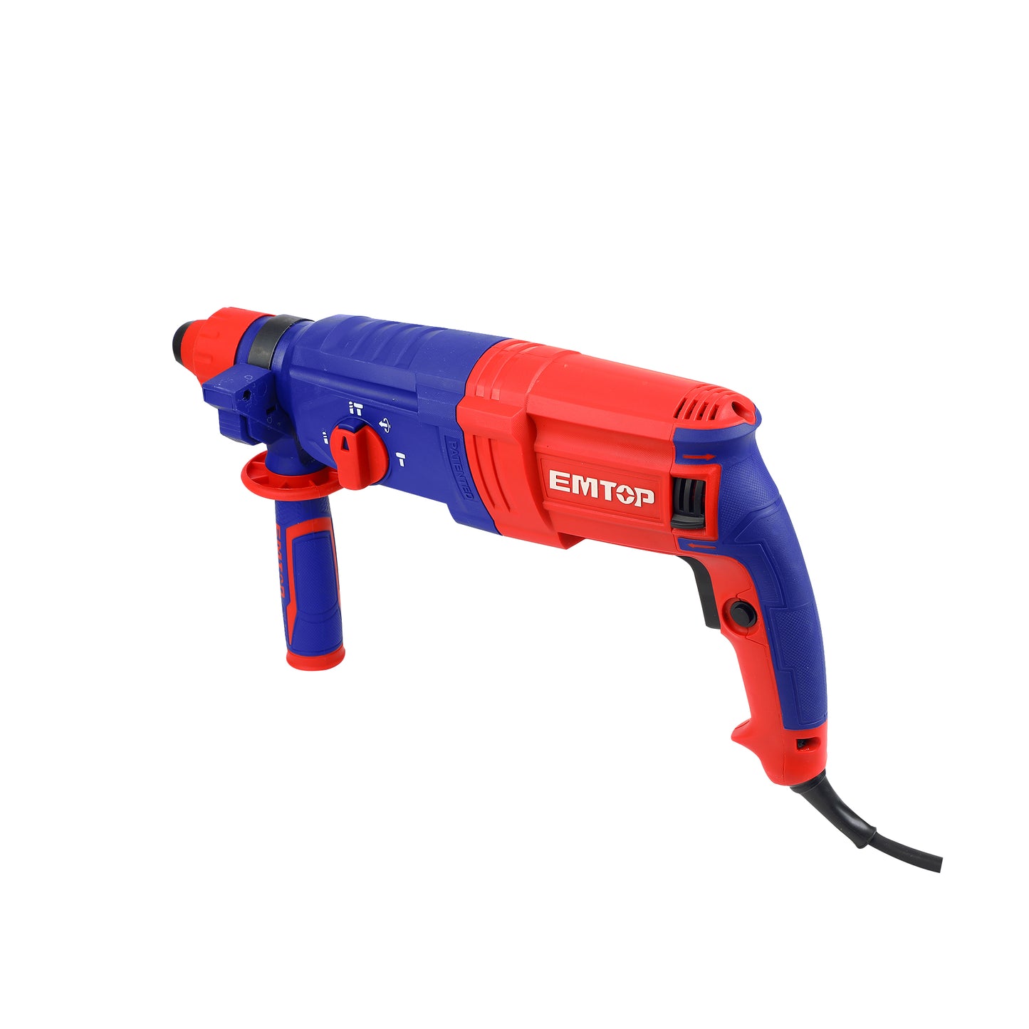 Marteau perforateur filaire 950W EMTOP Système de mandrin SDS plus avec 1 mandrin à clé 13mm 3 forets et 2 burins 1 ensemble de balais de charbon + Boîte en plastique
