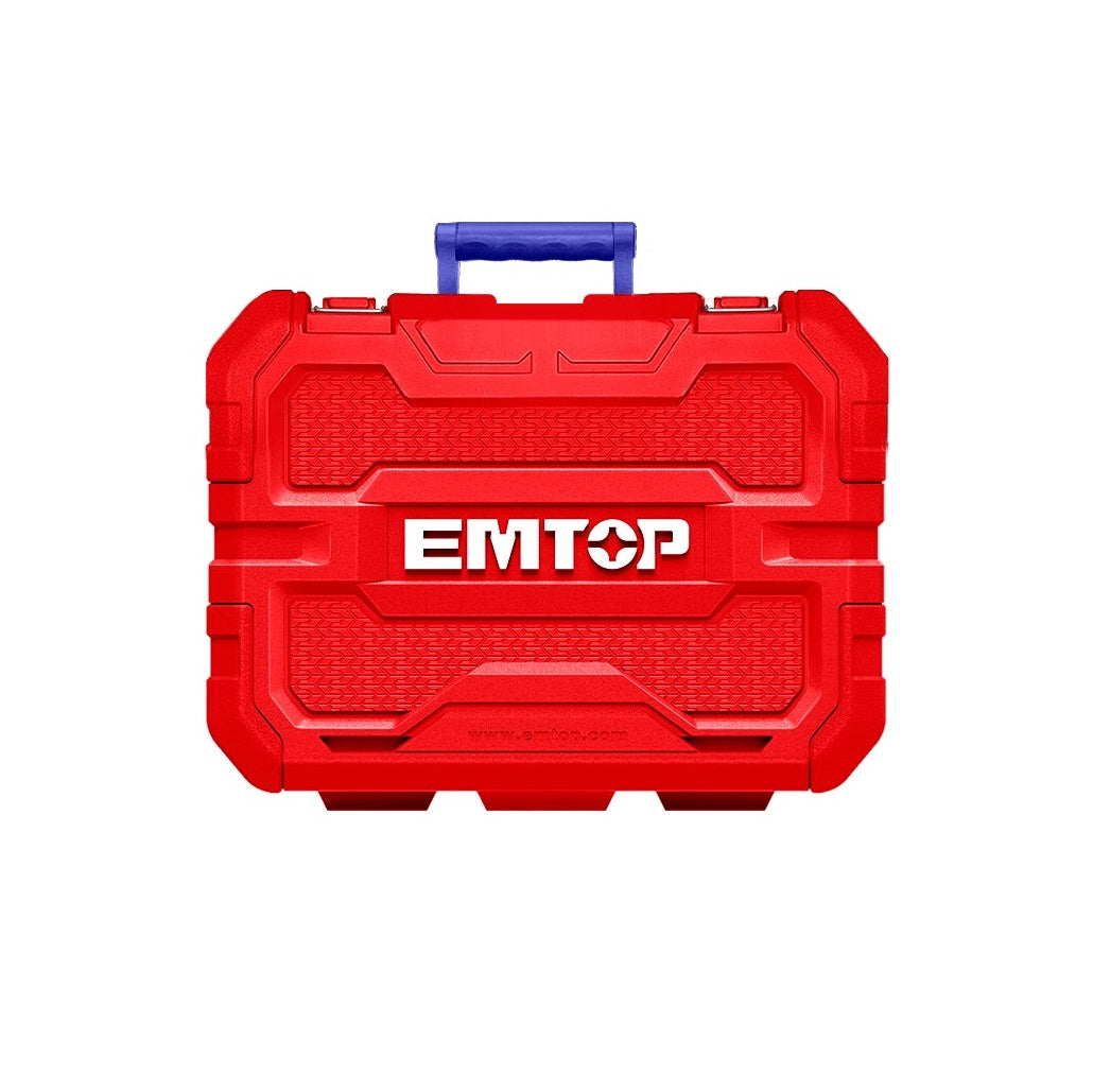 Marteau perforateur filaire 1500W EMTOP Système de mandrin SDS plus anti-vibration avec 3 forets et 2 burins 1 ensemble de balais de charbon + Boîte en plastique