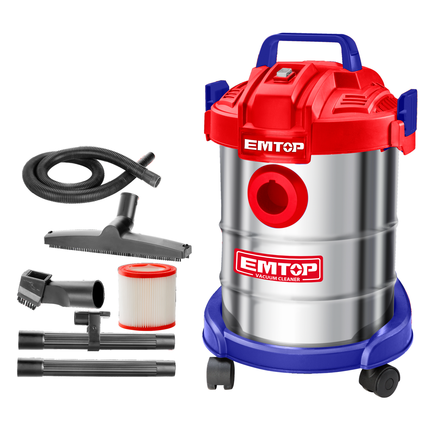 Aspirateur eau et poussière filaire 800W EMTOP 12L avec accessoires
