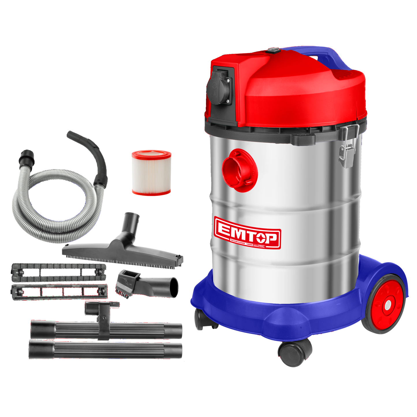 Aspirateur eau et poussière filaire 1400W EMTOP 30L avec accessoires