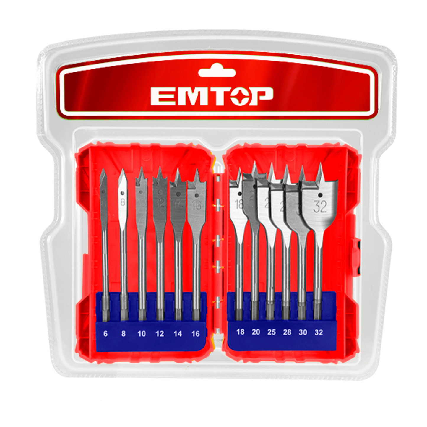Ensemble de 12 forets à bois plats EWFD41302 EMTOP