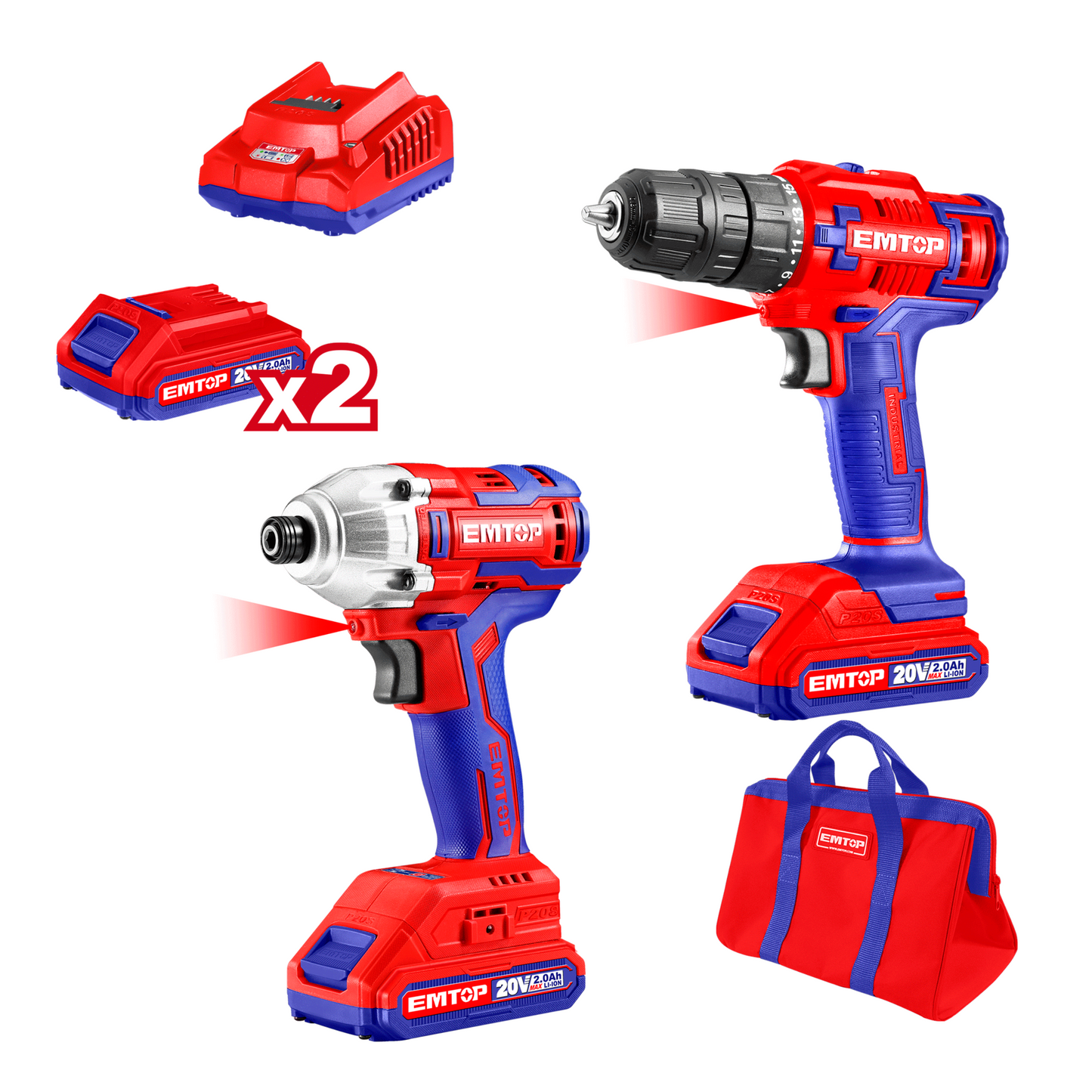kit combiné de 2 pièces (perceuse et visseuse) sans fil Lithium-Ion ECKL2006