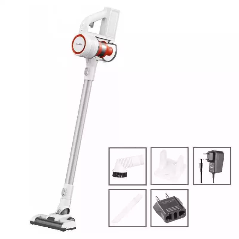 Aspirateur Balai sans Fil DECAKILA 10000pa 140W avec Filtre HEPA, 40 Minutes Autonomie, 0.8 Litre, Aspirateur sans Fil Puissant pour Les Tapis, Sols Durs et Poils d'animaux, Blanc