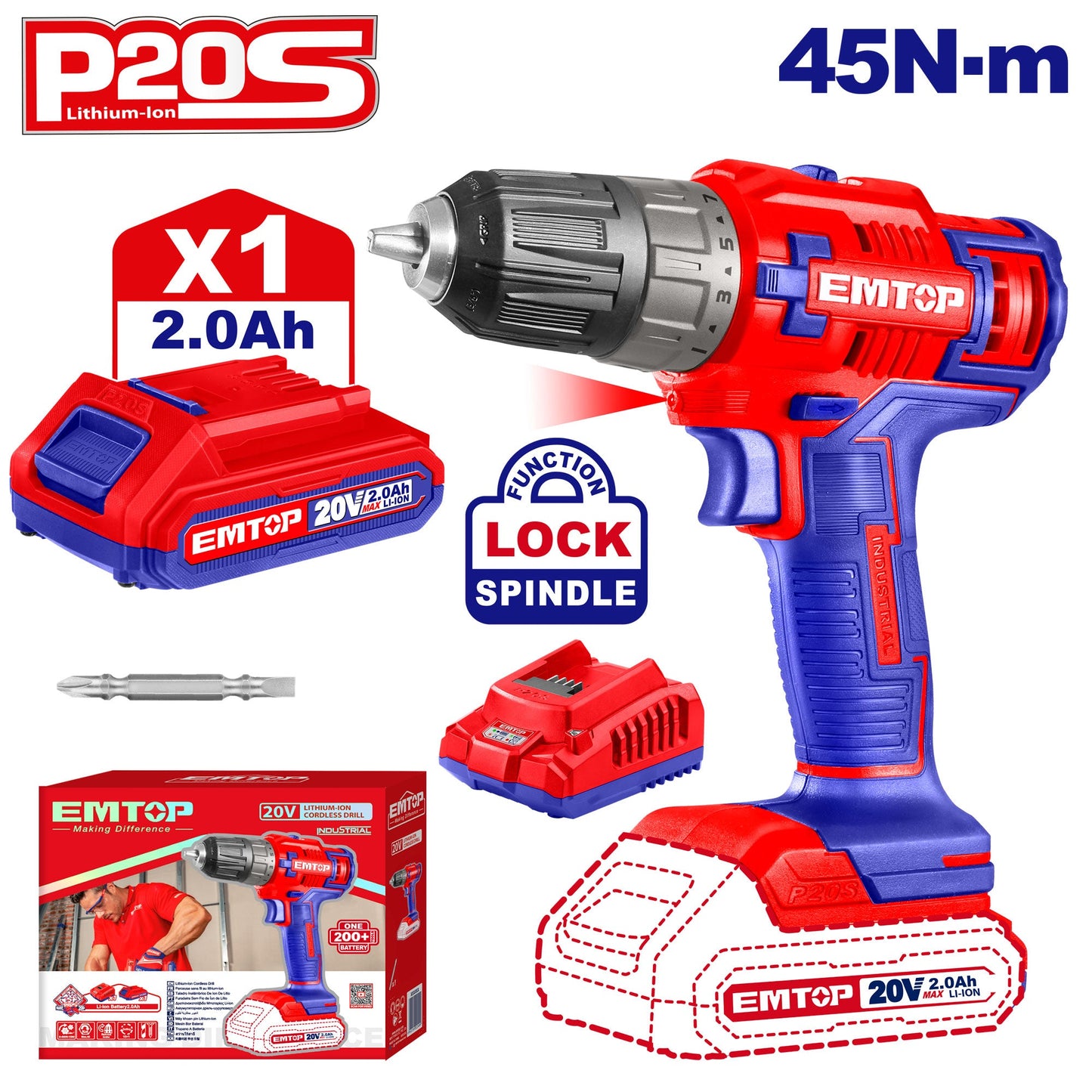 Perceuse-visseuse sans fil Lithium-Ion ECDL6200118