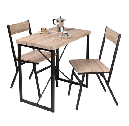 Ensemble de table avec 2 chaises en bois avec struture en métal noir table 80L x 50l x 75H cm  / chaise 42 x 39 x 85cm