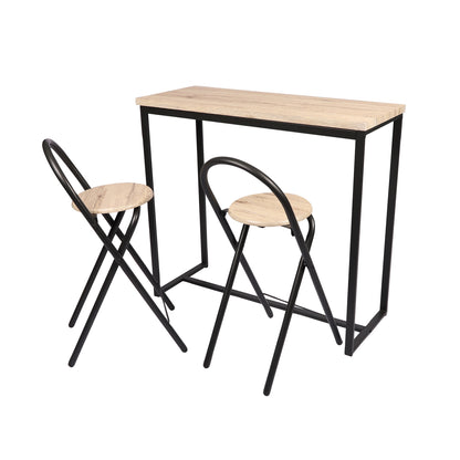 ENSEMBLE TABLE A MANGER TABLE HAUTE TABLE BAR TABLE MURALE 100X40XH90CM AVEC 2 TABOURETS 36X46XH82CM