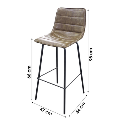 Lot de 2 "BROOKLYN" TABOURET DE BAR EFFET CUIR TILLEUL 44X47XH66/95CM