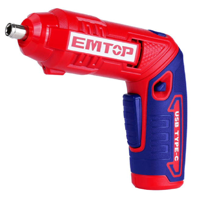 Visseuse et tournevis électrique sans fil EMTOP 4V rechargeable USB type-C 4Nm 19 accessoires + boîte en plastique Main Image