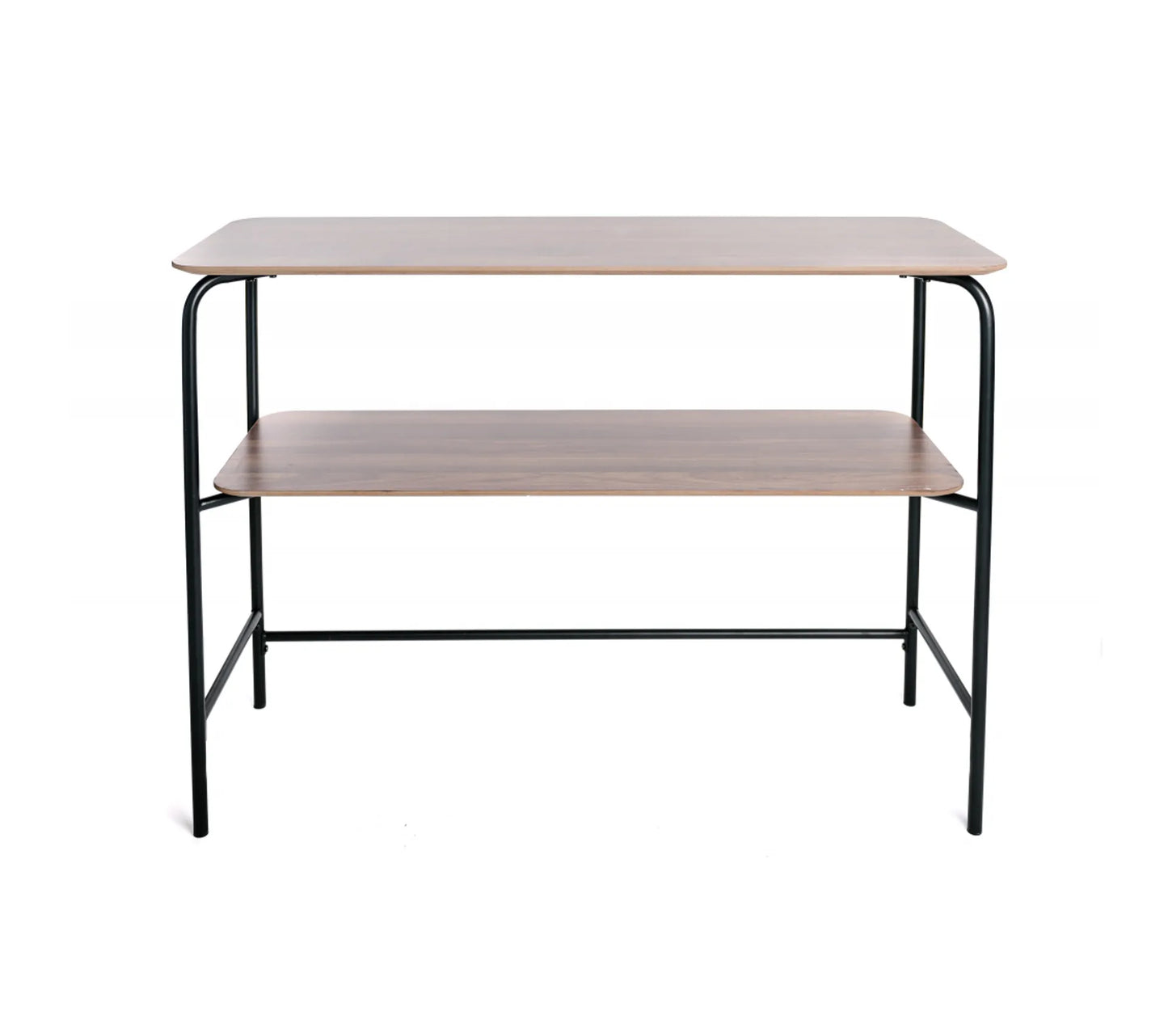 MEUBLE DE RANGEMENT MEUBLE D'ENTRÉE CONSOLE D'ENTRÉE CONSOLE 2 NIVEAUX AVEC STRUCTURE EN METAL NOIR 110X35XH78CM