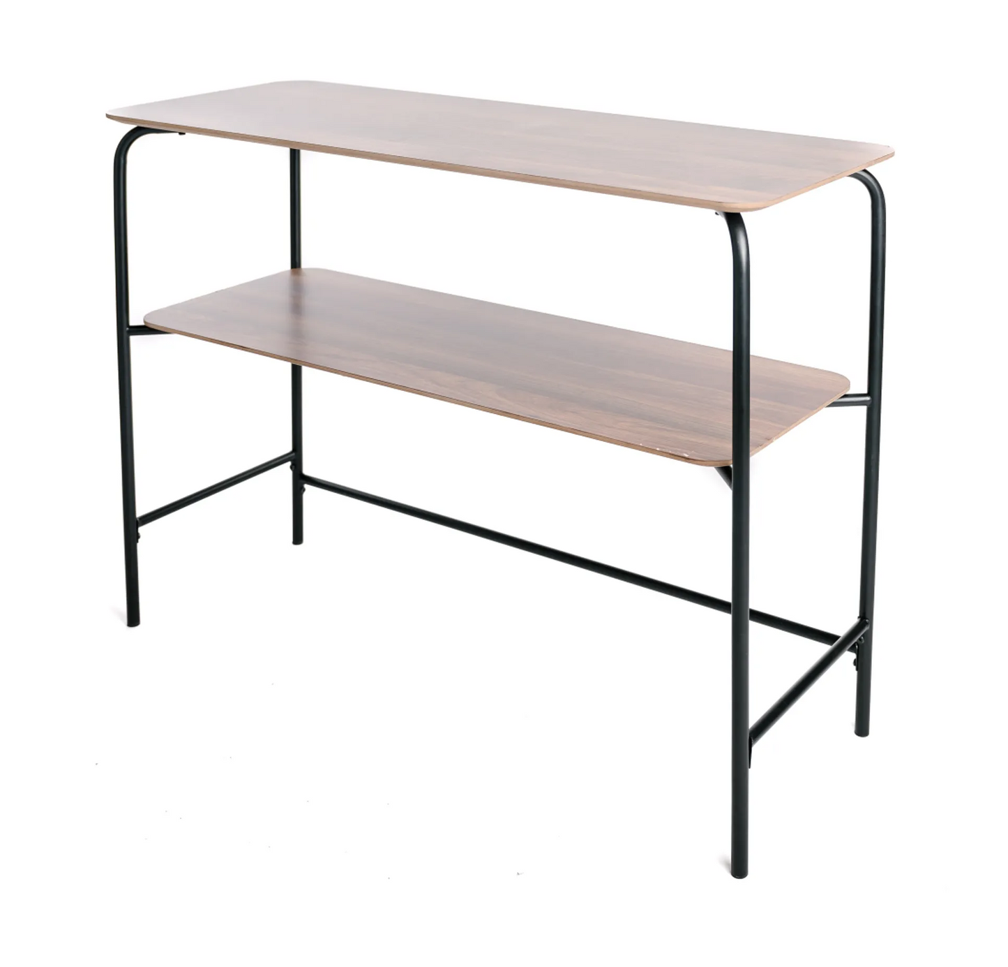 MEUBLE DE RANGEMENT MEUBLE D'ENTRÉE CONSOLE D'ENTRÉE CONSOLE 2 NIVEAUX AVEC STRUCTURE EN METAL NOIR 110X35XH78CM