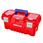 Boîte à outils en plastique EMTOP 17" Charge maximale 15Kg Boucle en métal Poignée haute résistance Couvercle supérieur avec trois zones de rangement Contient 1 plateau en plastique