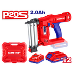 Agrafeuse et cloueur de finition 15-50mm à batterie EMTOP Brushless 2 batteries 2.0Ah + chargeur