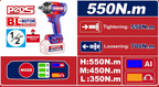 Boulonneuse à chocs sans fil 20 V Brushless – 1 350 Nm – Carré 3/4″ – EMTOP – Batterie et chargeur vendus séparément