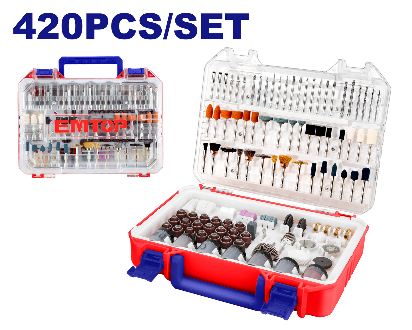 Coffret kit d'accessoires 420 pièces pour outils rotatifs abrasifs multifonction EMTOP