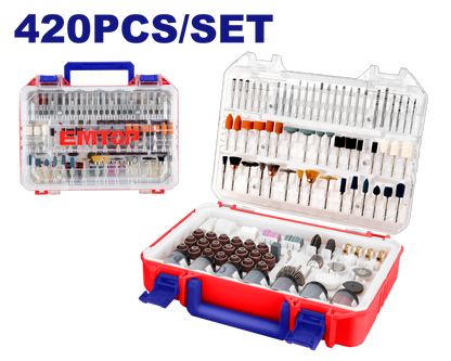 Coffret kit d'accessoires 420 pièces pour outils rotatifs abrasifs multifonction EMTOP