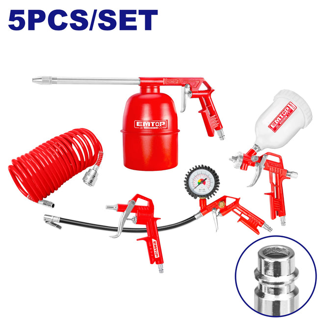 Ensemble d'outils pneumatiques 5 pièces pour compresseur à air EMTOP Hover Image