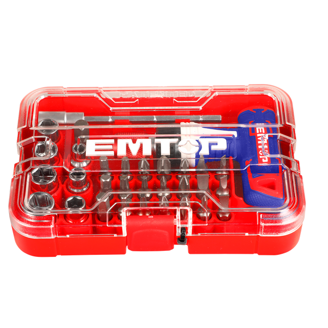 EMTOP 30 embouts + 1 Tournevis à cliquet multifonction à poignée en T Main Image
