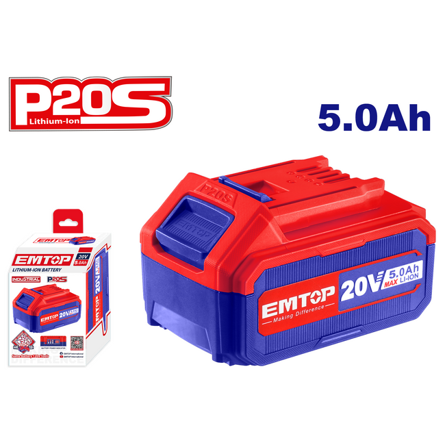 Batterie Lithium-ion 5.0Ah EMTOP 20V Hover Image
