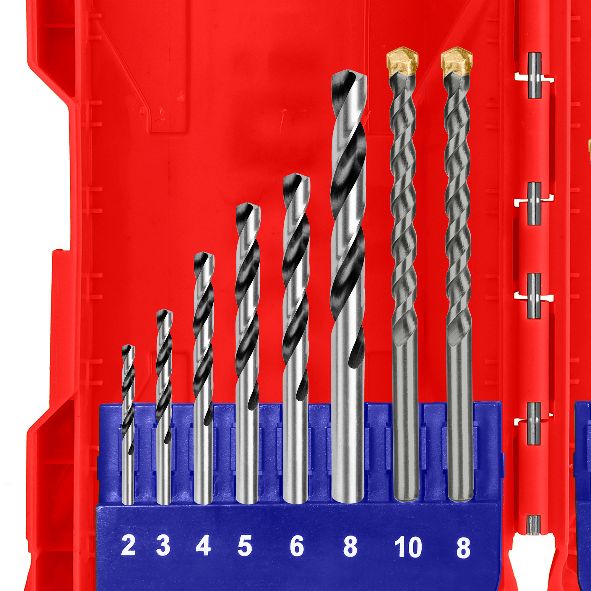 Jeu de 16 forets pour bois, maçonnerie et métal EMTOP