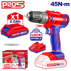 Perceuse visseuse sans fil 45Nm 20V EMTOP 1 chargeur + 1 Batterie 2.0Ah