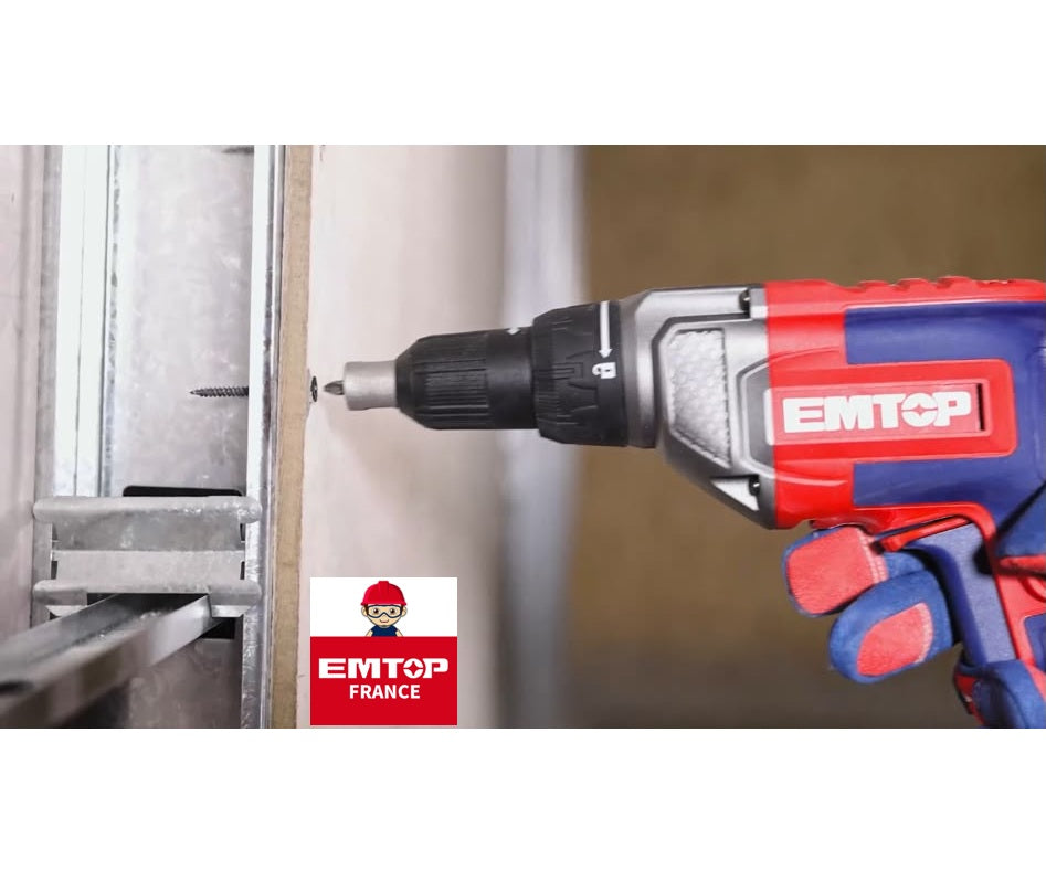 Visseuse de plaquiste sans fil 20V EMTOP – Brushless, Batterie et chargeur vendus séparément