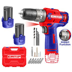 Perceuse visseuse à percussion sans Fil 45Nm 12V EMTOP avec 2 Batteries 1.5Ah USB type-C Chargeur vendu séparément