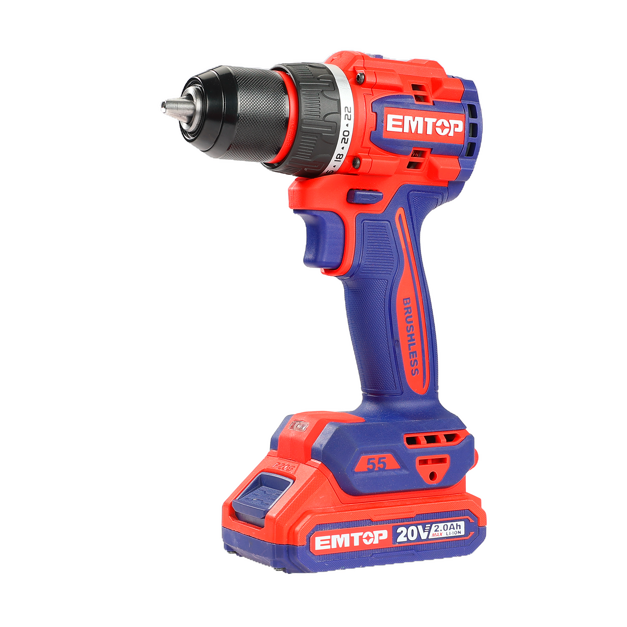 Perceuse à percussion compacte Brushless sans fil 55Nm 20V EMTOP batterie et chargeur vendus séparément