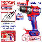 Perceuse à percussion compacte Brushless sans fil 66Nm 20V EMTOP batterie et chargeur vendus séparément