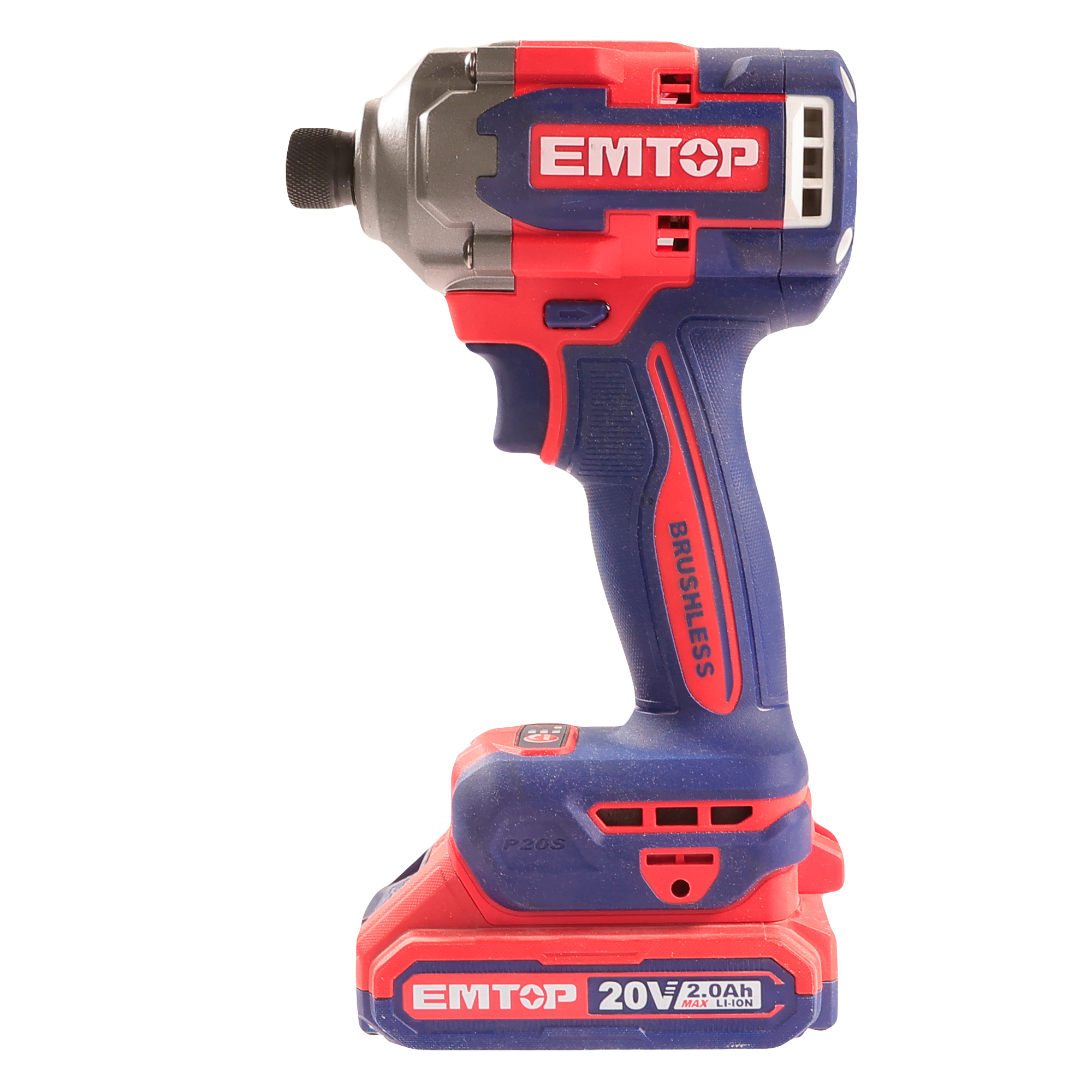 Coffret visseuse à chocs Brushless 285 Nm Sans Fil 20V EMTOP – Porte-embout 1/4", 2 Batteries 2.0Ah + Chargeur
