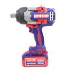 Boulonneuse à chocs compacte 1750Nm sans fil 20V EMTOP – Brushless, Carré 3/4", avec 3 Douilles, Batterie et chargeur vendus séparément