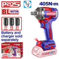 Boulonneuse à chocs compacte 405Nm sans fil 20V EMTOP – Brushless, carré 1/2", Batterie et chargeur vendus séparément