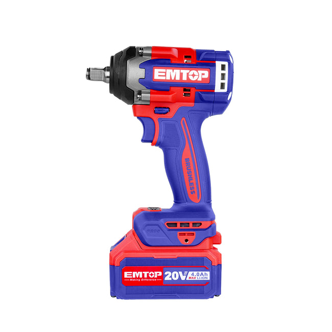 Boulonneuse à chocs compacte 500Nm sans fil 20V EMTOP avec 2 batteries 4.0Ah + 1 chargeur + 3 douilles 21, 22, 24 mm Main Image