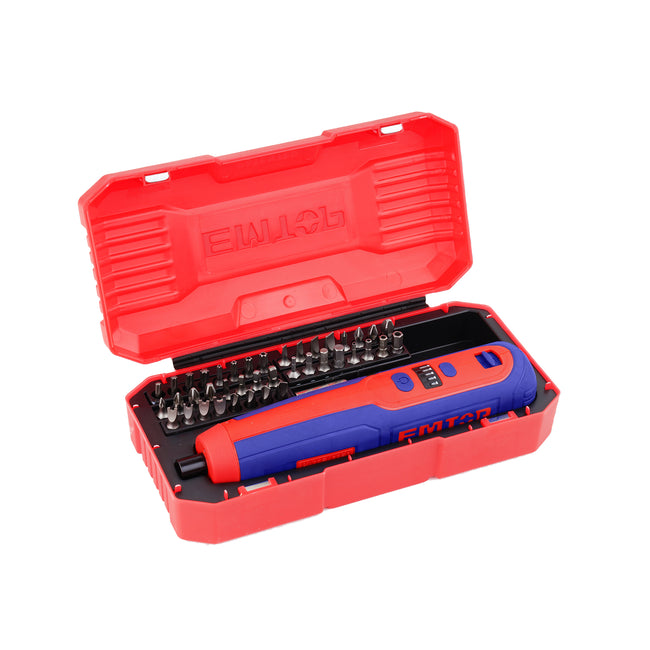 Visseuse et tournevis électrique EMTOP sans fil 4V rechargeable USB type-C 5Nm 42 accessoires + Boîte en plastique Hover Image